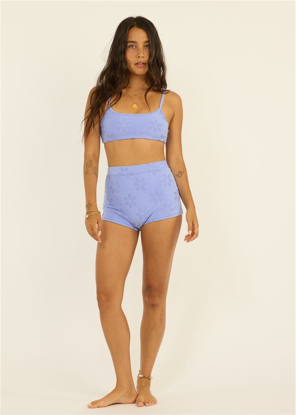 Love Struck Terry Bralette Swim Top - Blissful Blue