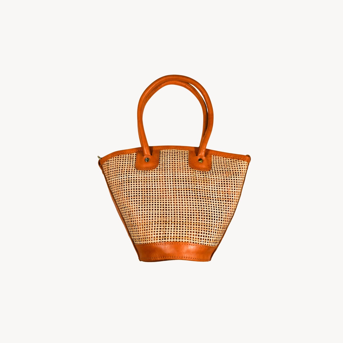 Mata Handled Crossbody Leather Bag with Cane Accent in Caramel or Black