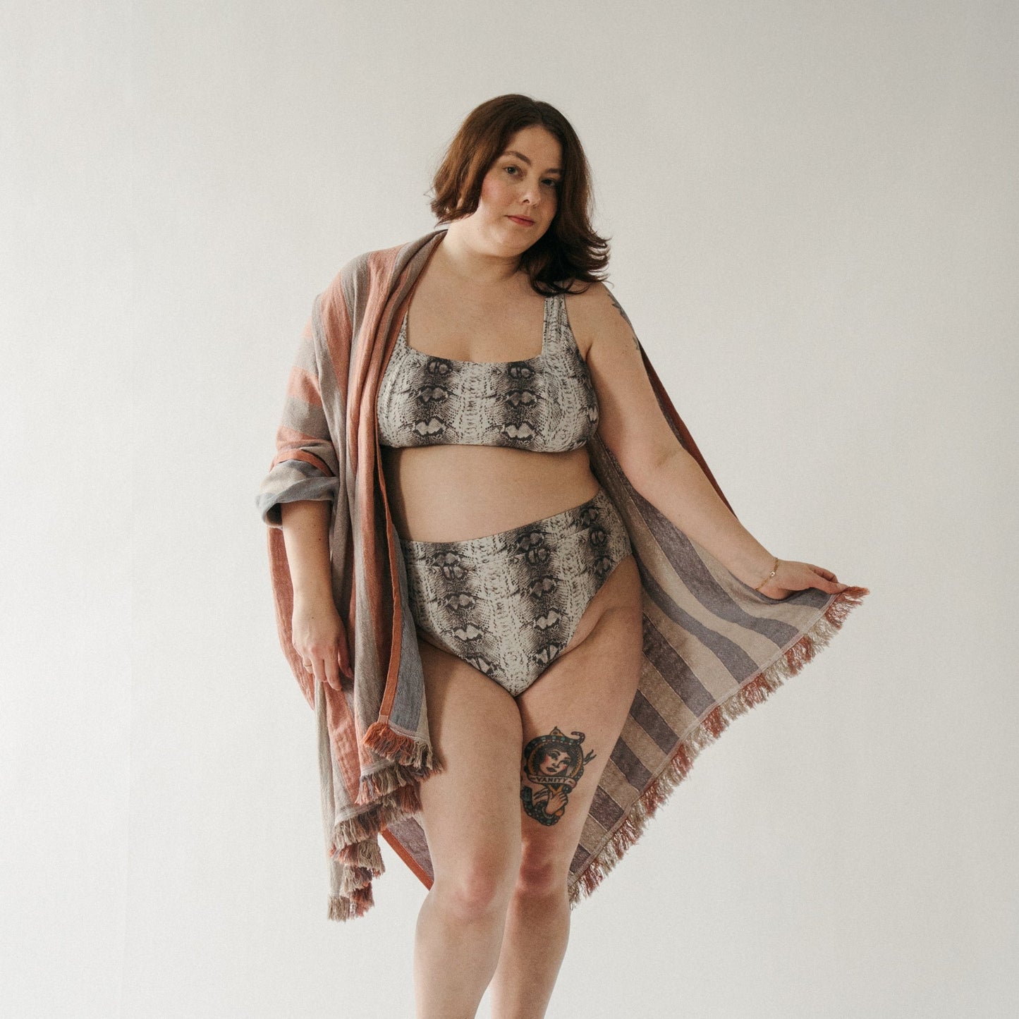 Turkish Cotton Towel - Monica Stripe Peach Paper