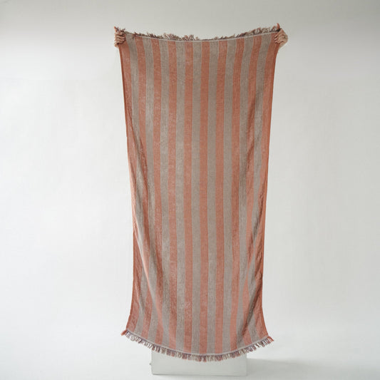 Turkish Cotton Towel - Monica Stripe Peach Paper