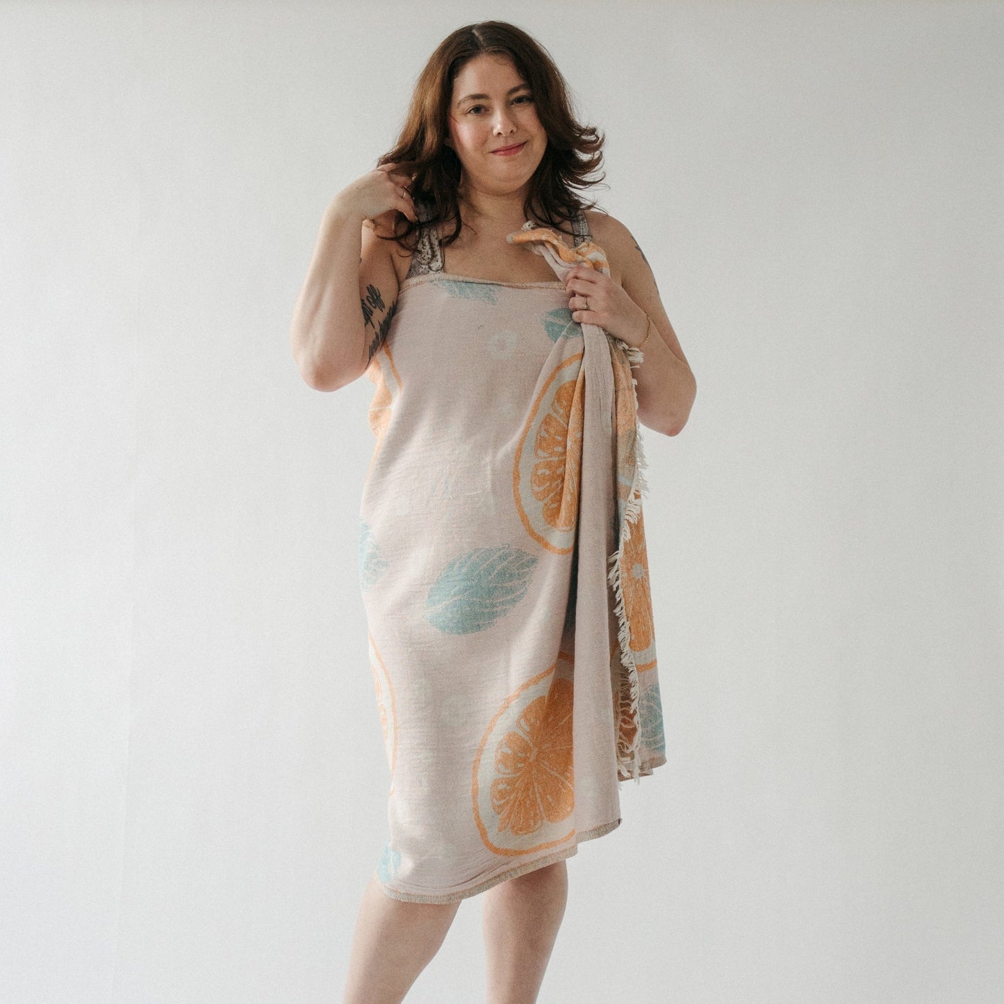 Turkish Cotton Towel - Orange and Leaf
