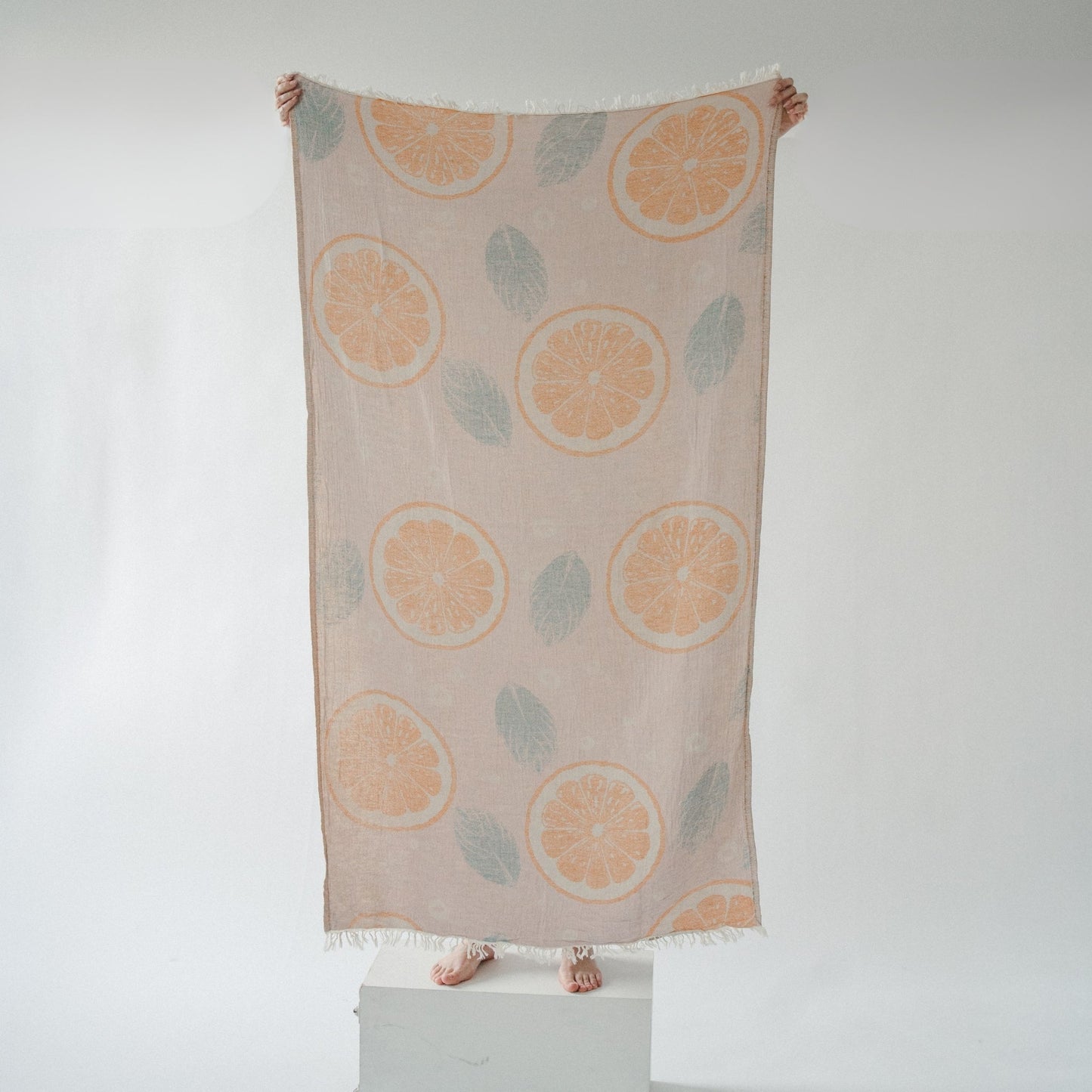 Turkish Cotton Towel - Orange and Leaf