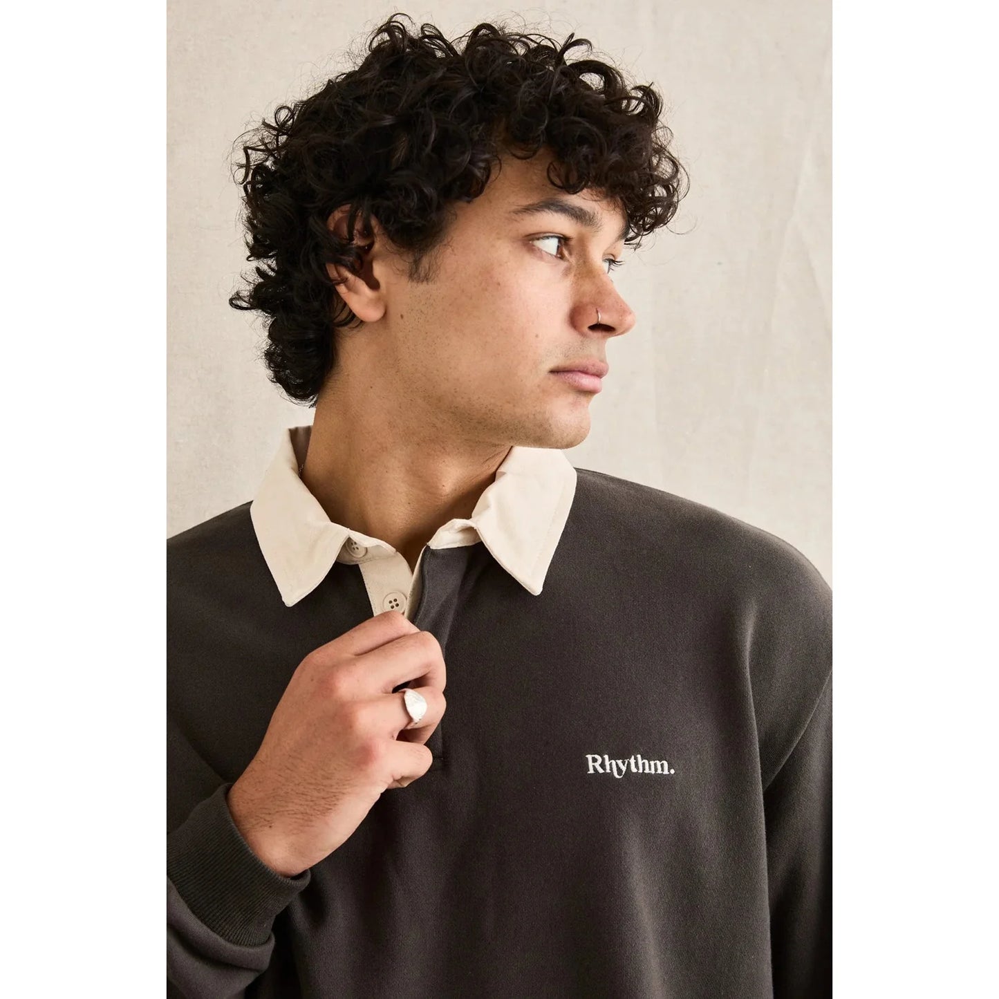 Koa Vintage Rugby Ls Polo - Black