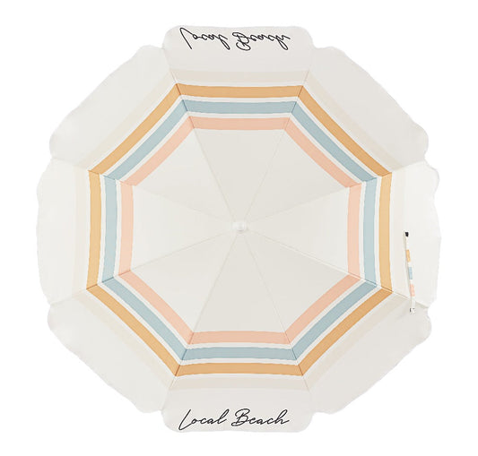 Retro Stripe Beach Umbrella - White