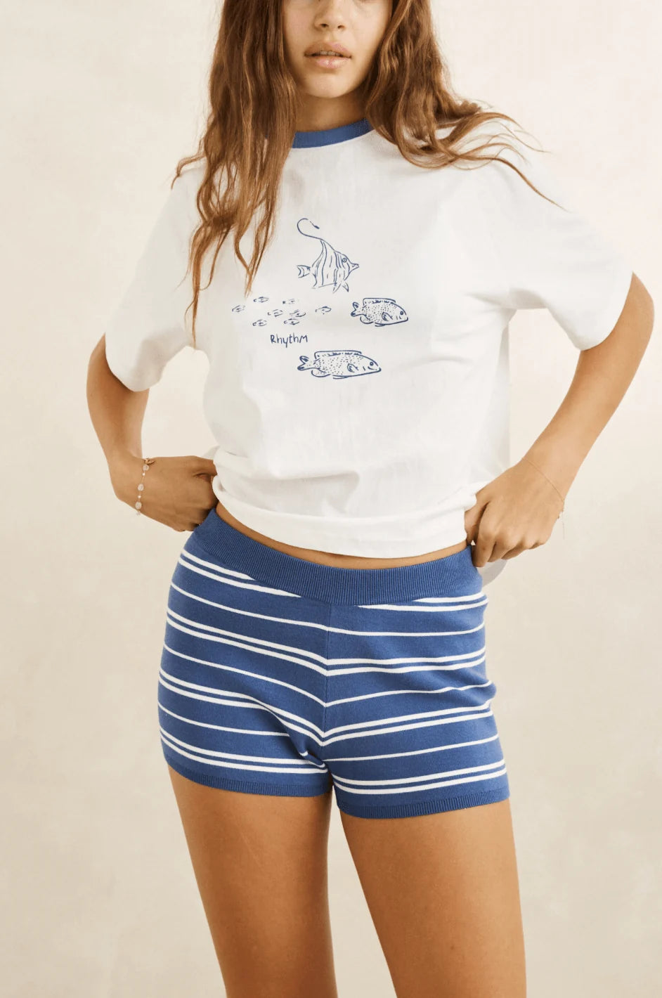 Vista Stripe Knit Short - Dark Blue