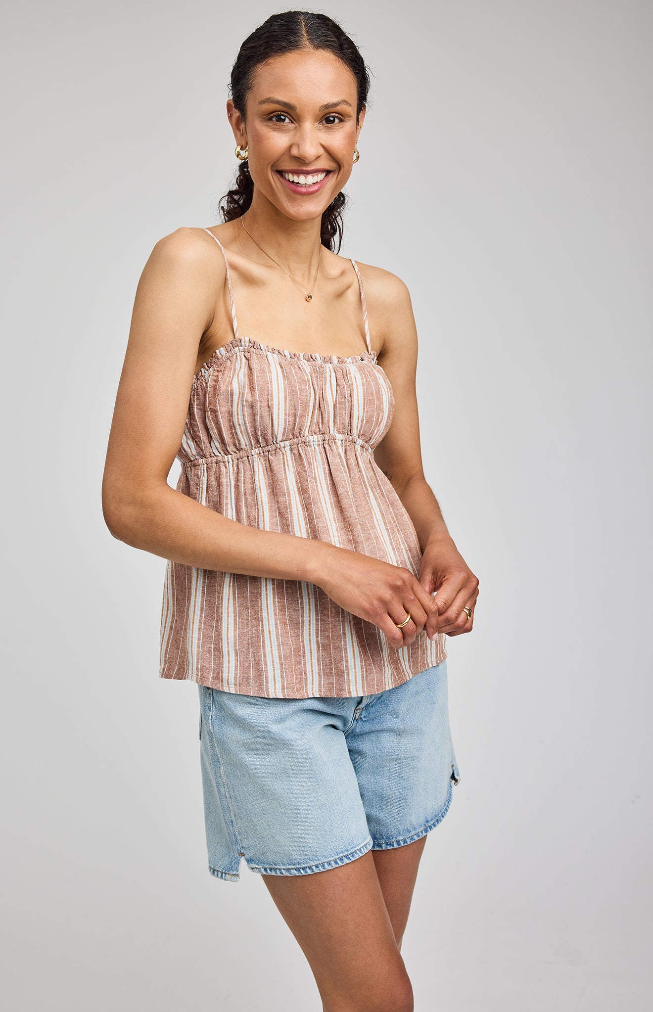 Rosie Tank Top - Cappuccino Stripe