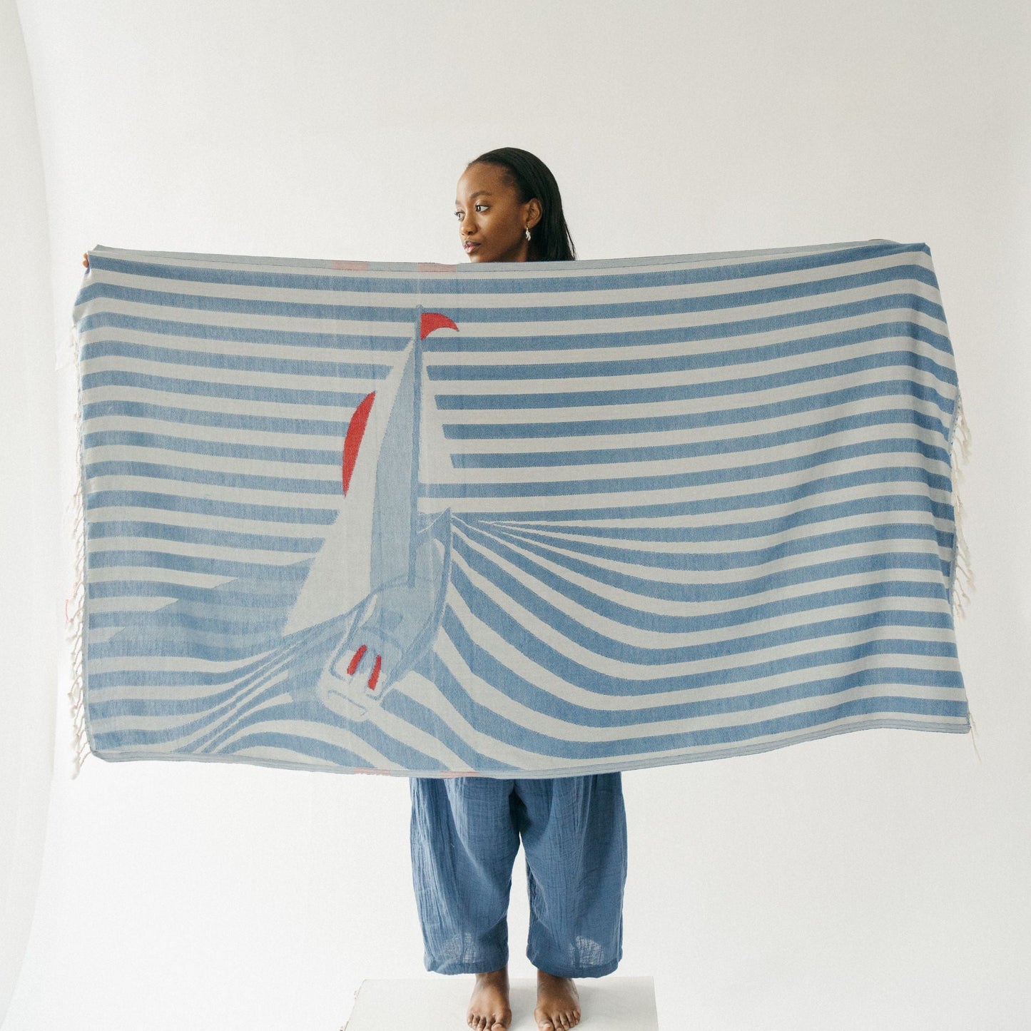 Turkish Cotton Towel - Sailboat