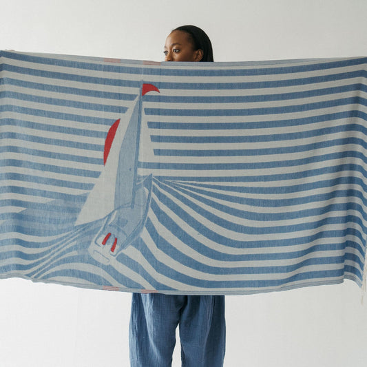 Turkish Cotton Towel - Sailboat