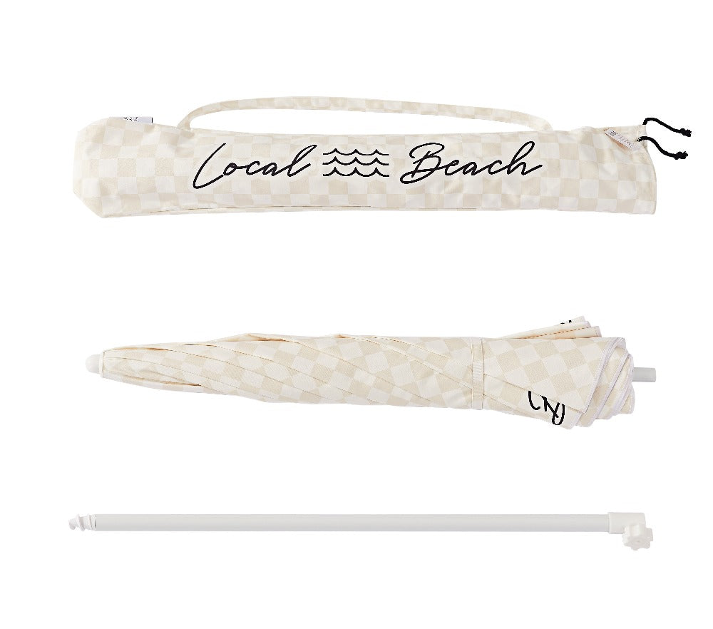 Checker Beach Umbrella - Sand