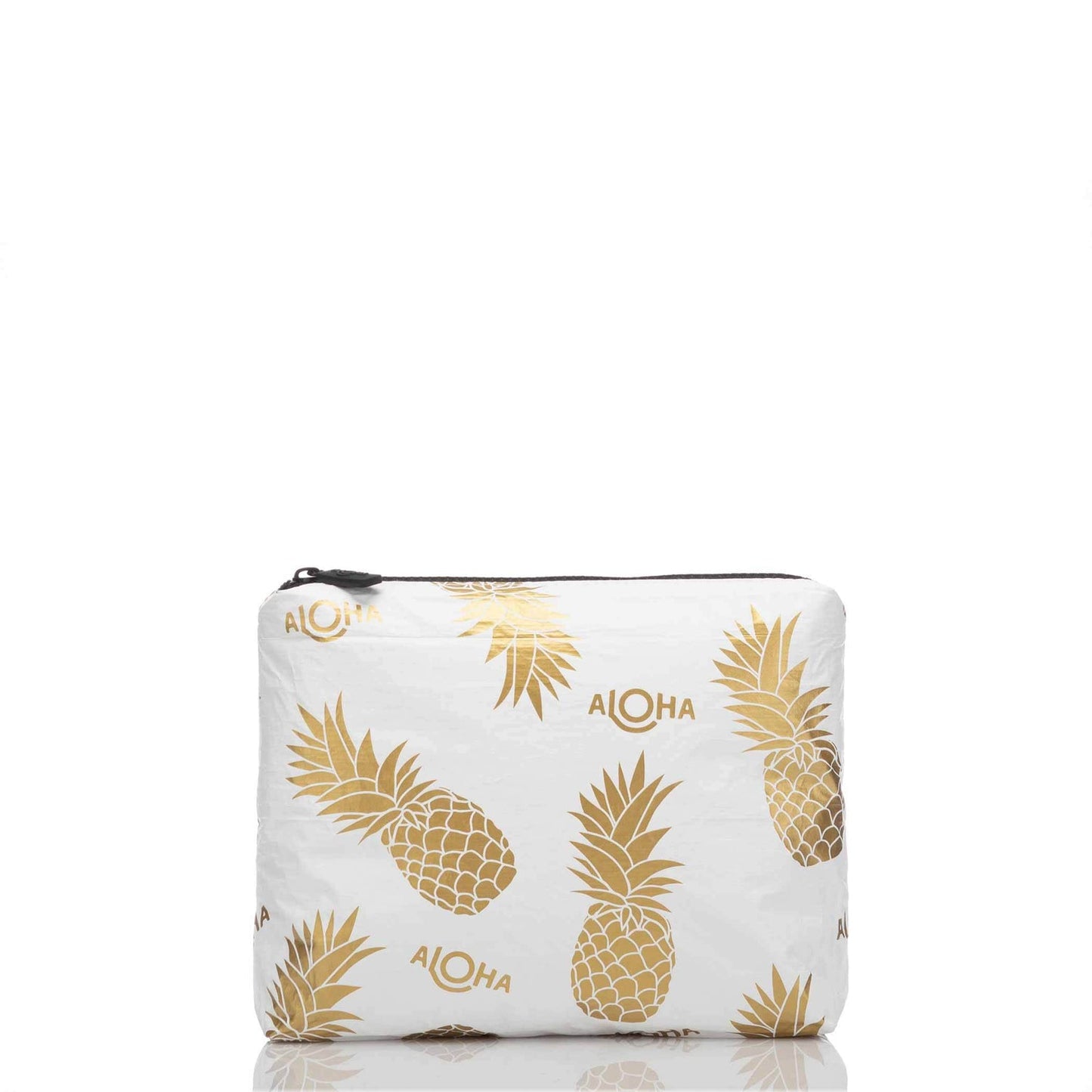 Pineapple Fields Small Pouch - Gold on White
