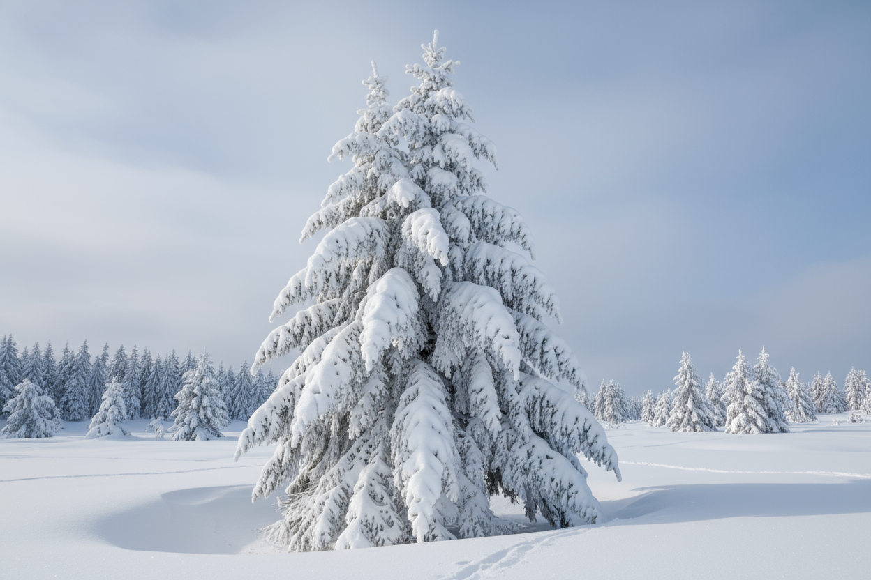 snow covered spruce tree