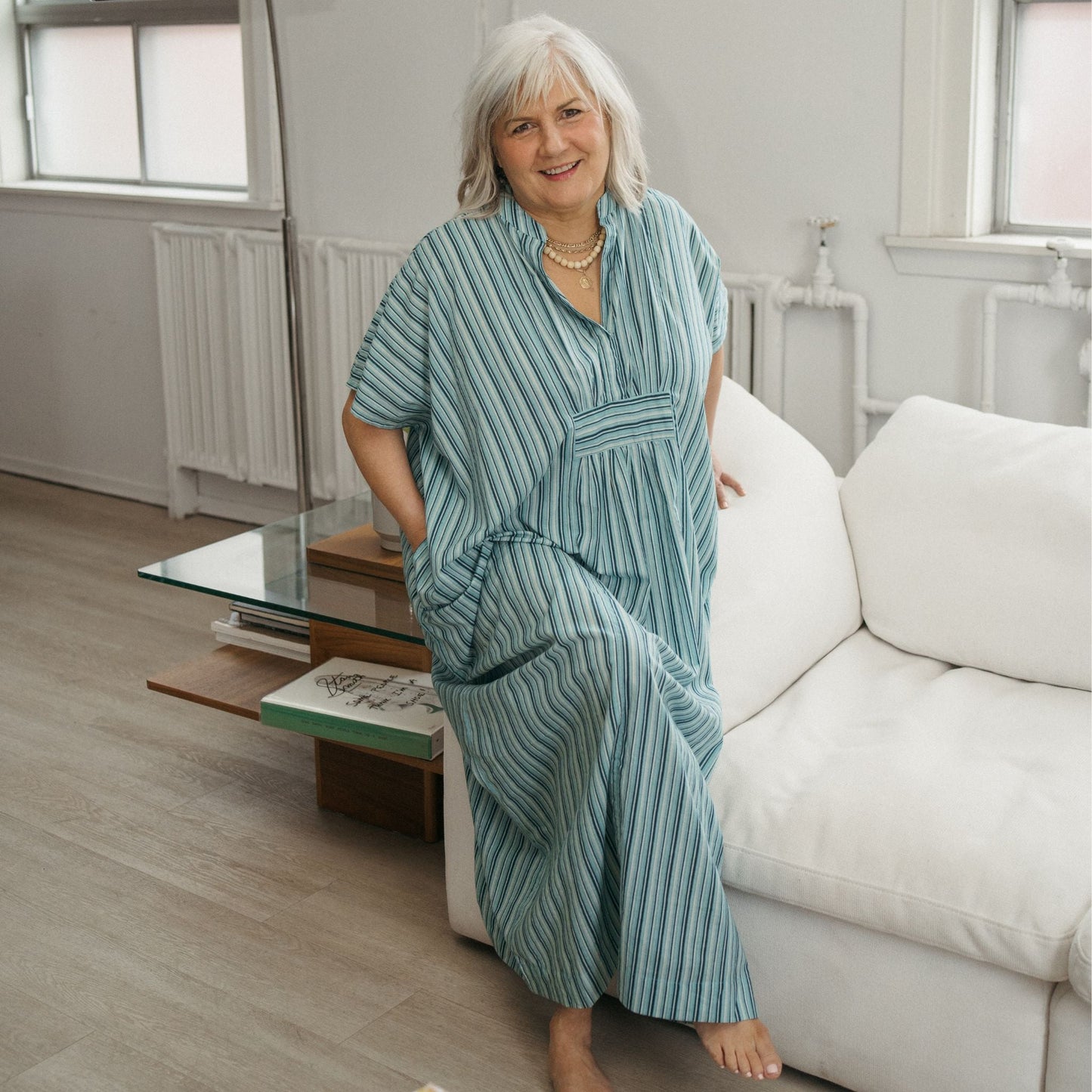 Sol Kaftan - Turquoise Stripe