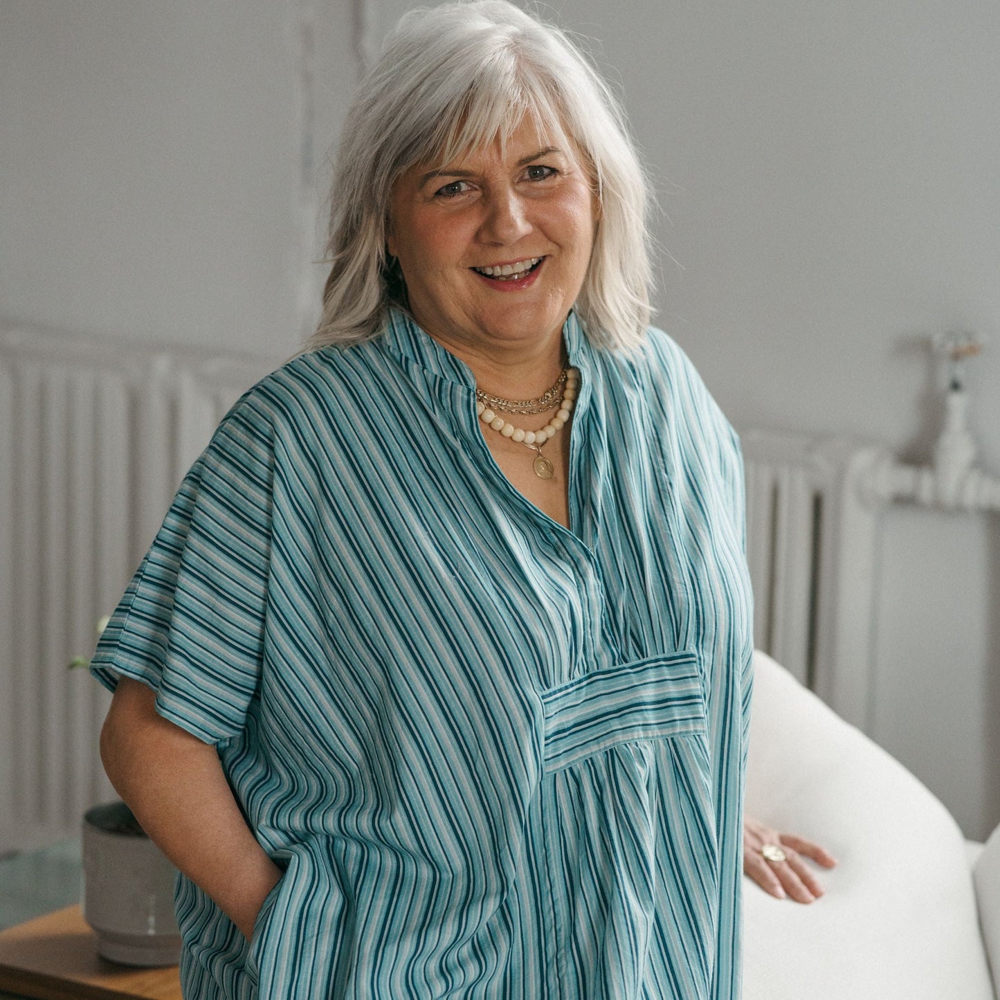 Sol Kaftan - Turquoise Stripe