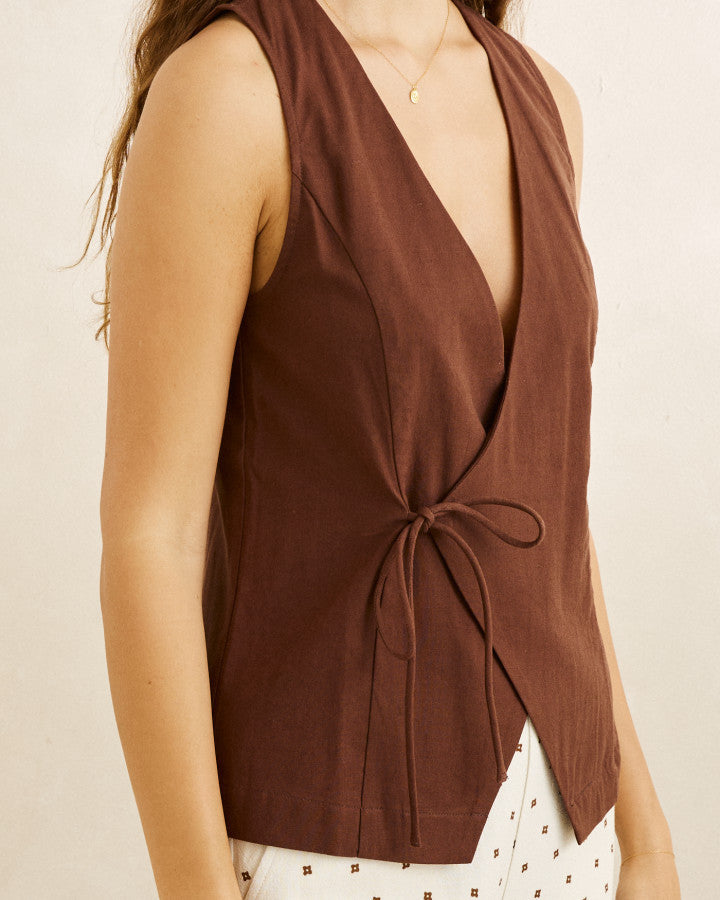 Venice Wrap Vest - Chocolate