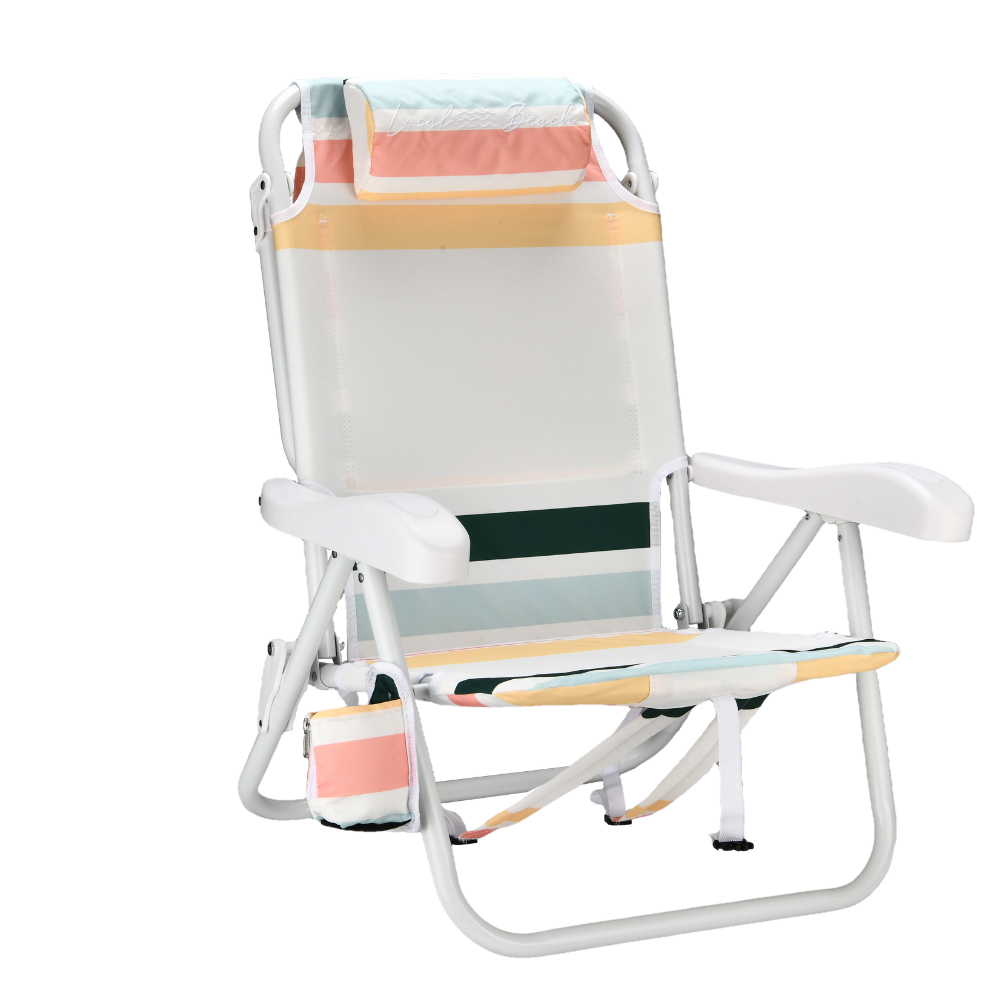Vintage Multi Stripe Reclining Backpack Beach Chair - Multi Stripe