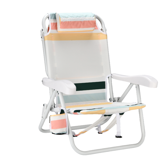 Vintage Multi Stripe Reclining Backpack Beach Chair - Multi Stripe