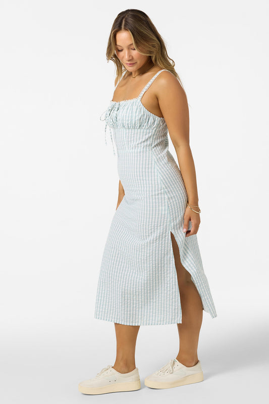 Wiley Plaid Midi Dress - Winter White