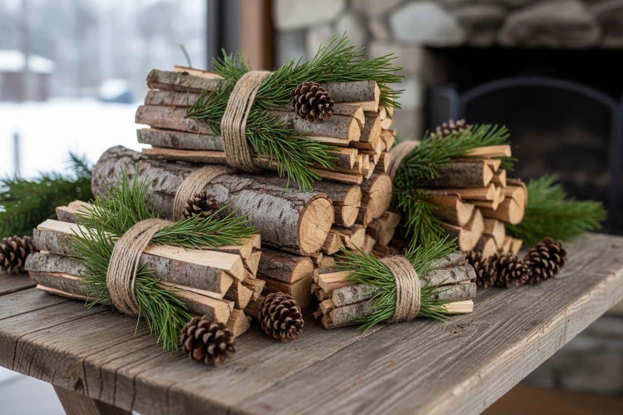 winter kindling pine bows
