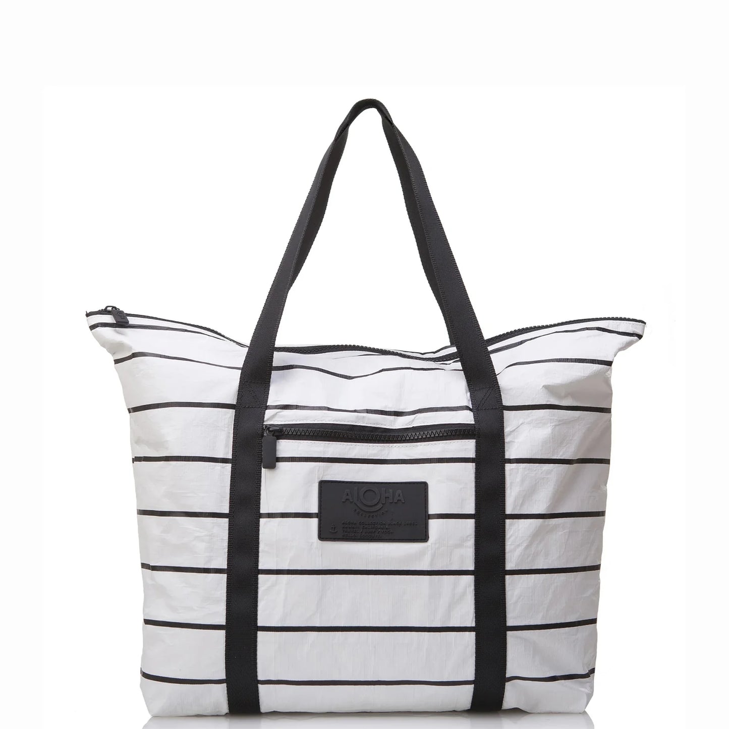 Pinstripe Zipper Tote - Black on White