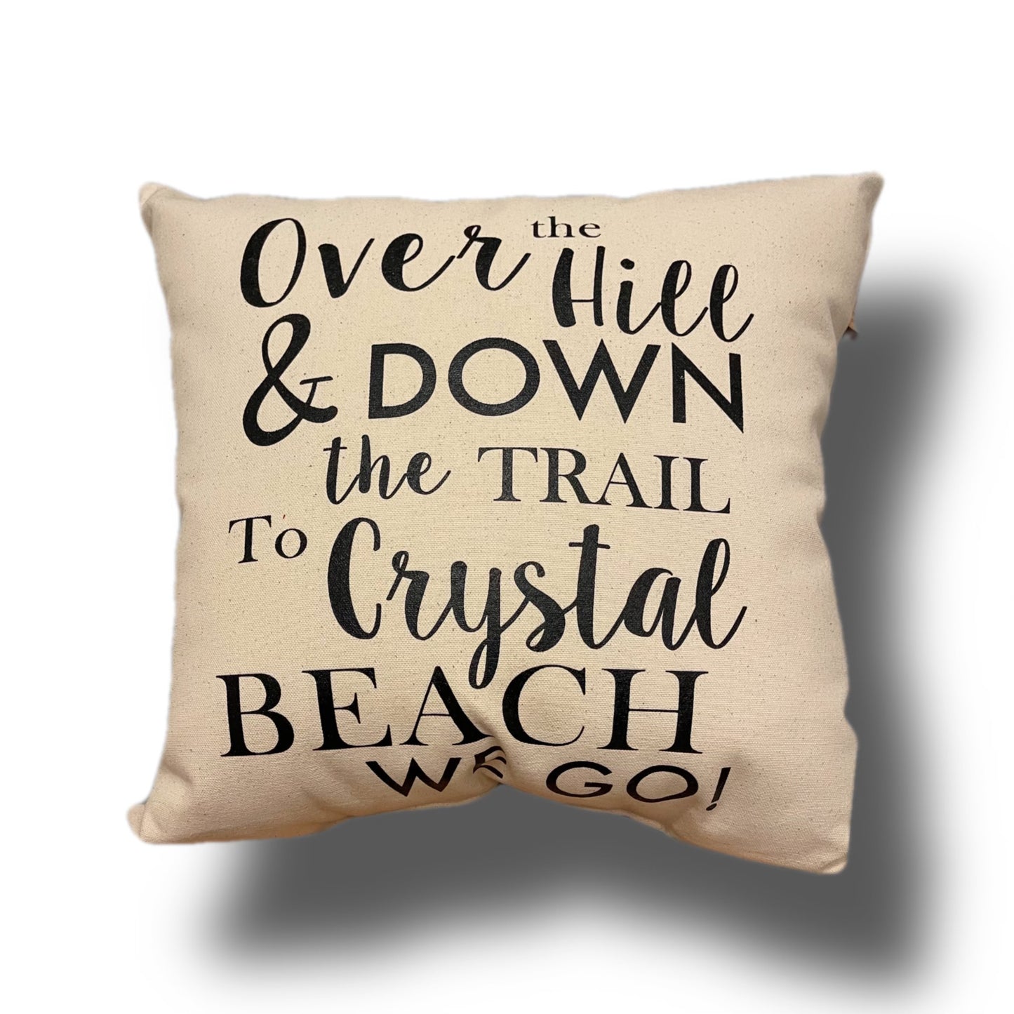 Over the Hill & Down the Trail Crystal Beach Pillow