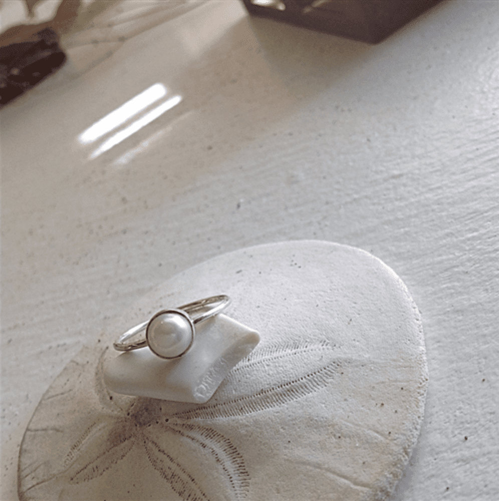Amas Pearl Ring in Sterling Silver Setting