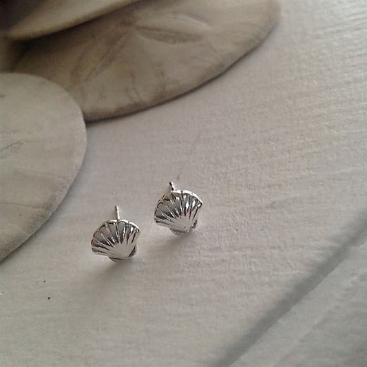 Amatheia Seashell Stud Earrings in Silver