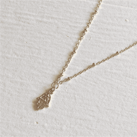 Ankara Tiny Hamsa Charm Necklace in Gold