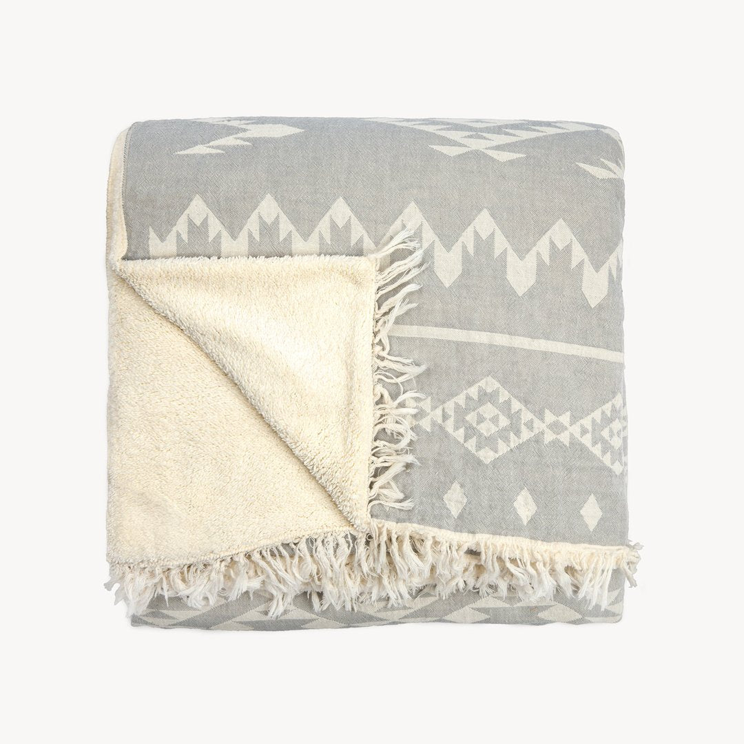 Atlas Fleece Lined Throw - Light Grey