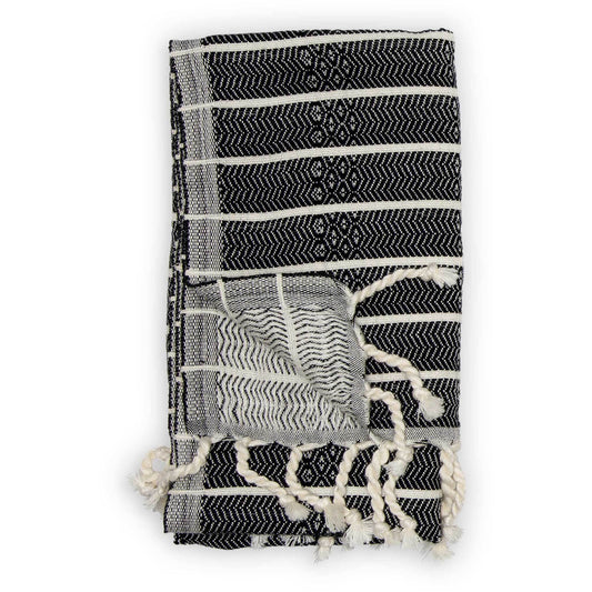 Bamboo Striped Turkish Hand Towel -  Monochrome