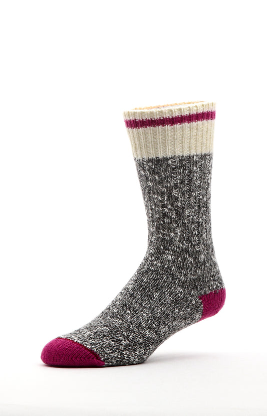 Classic Marled Grey Pink Stipe Socks