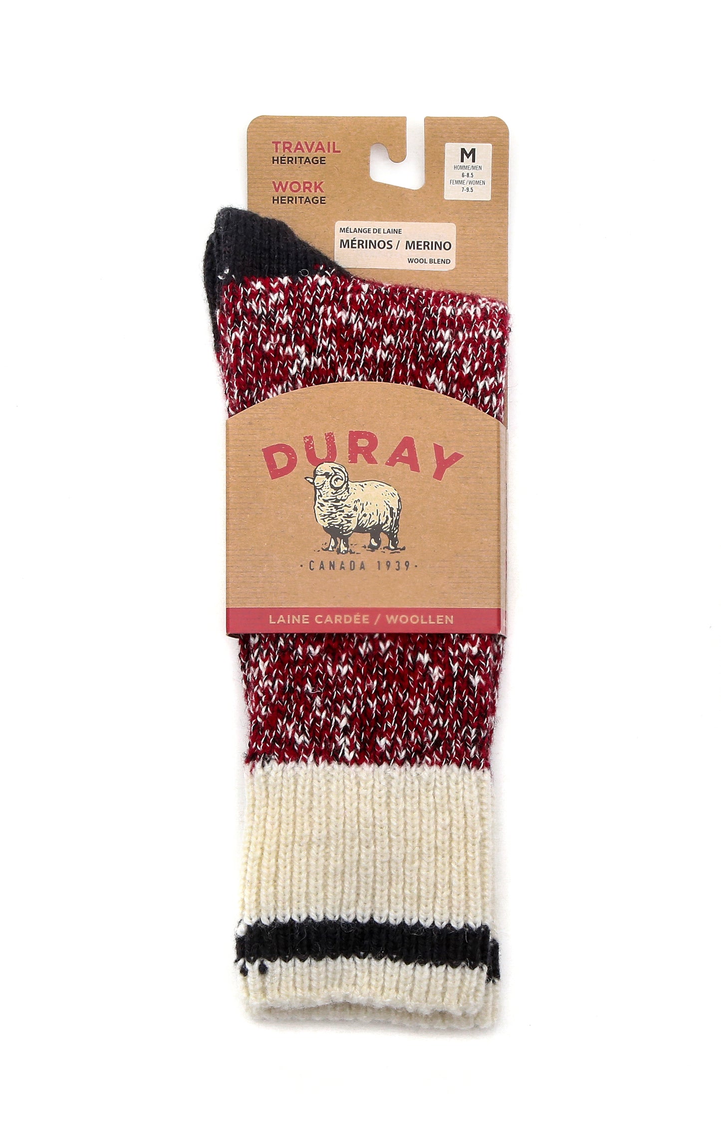 Classic Marled Red Black Stipe Socks