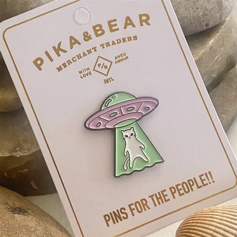 Coming or Going? UFO Cat Lapel Pin