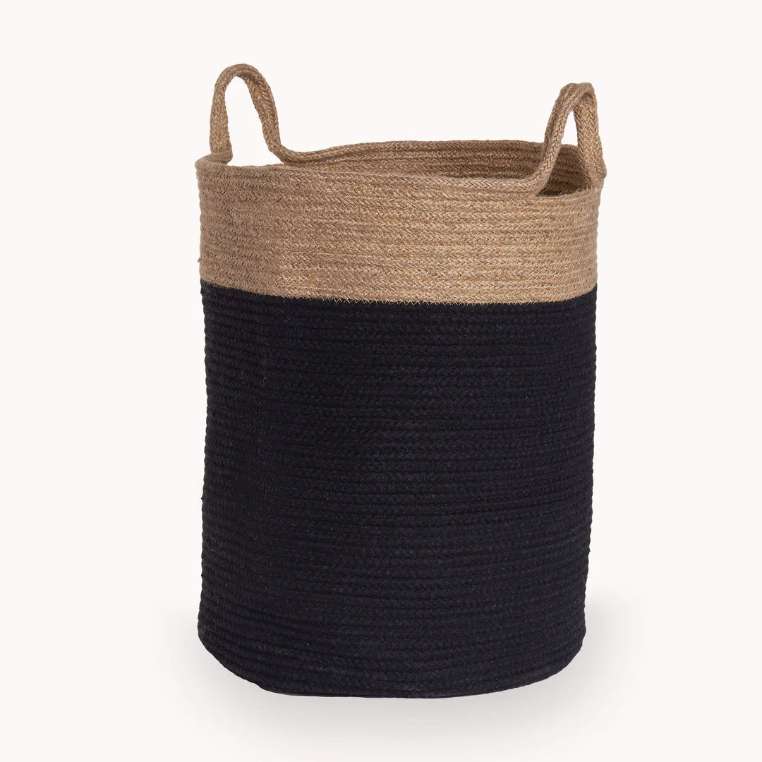 Cotton Jute Utility Basket - Black and Natural