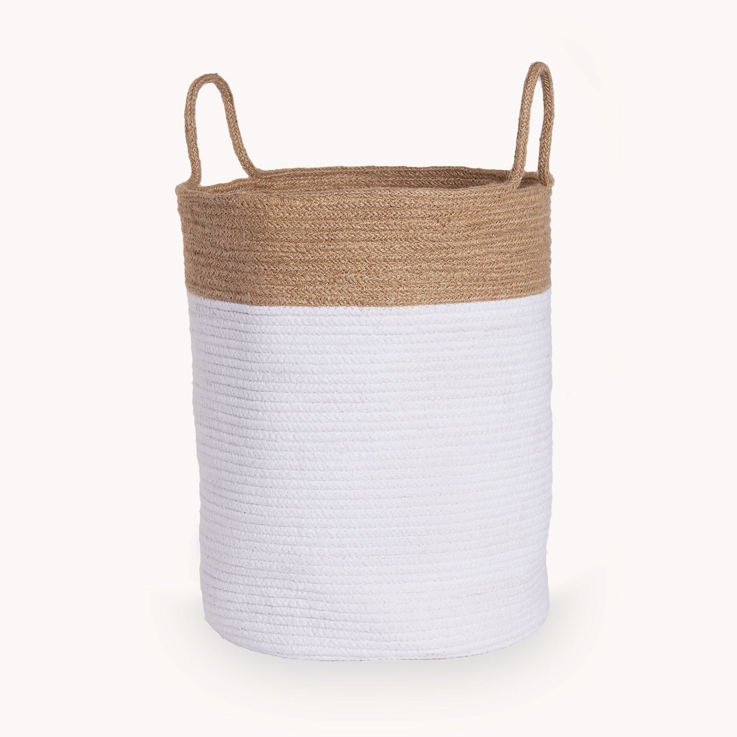 Cotton Jute Utility Basket - White and Natural