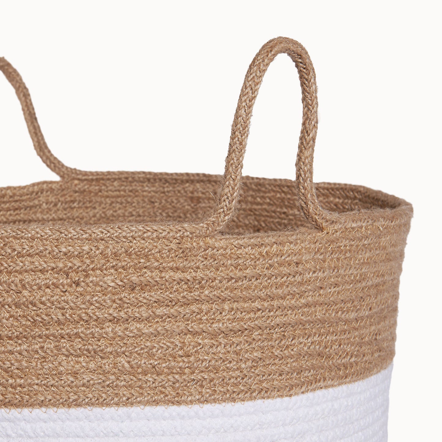 Cotton Jute Utility Basket - White and Natural