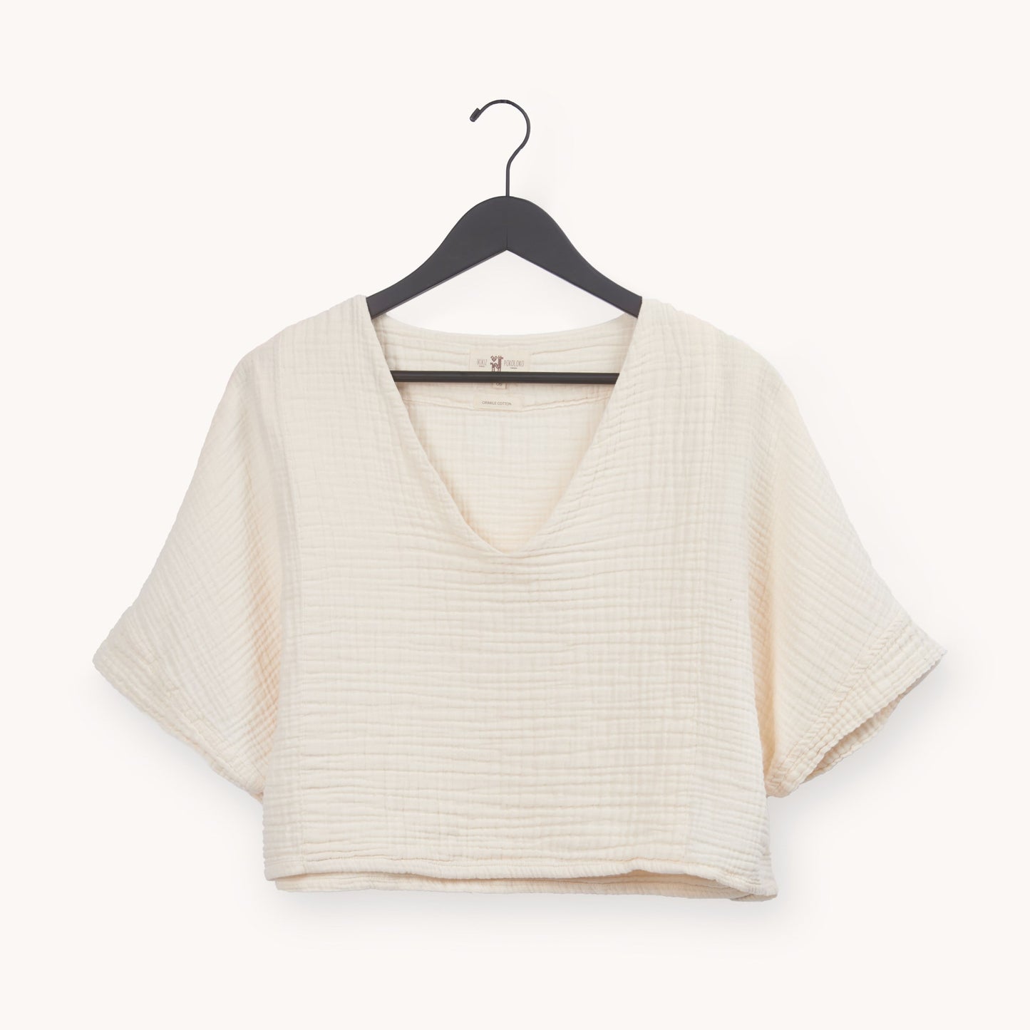 Crinkle Crop Top - One-Sized - Cream
