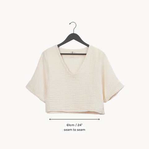 Crinkle Crop Top - One-Sized - Cream