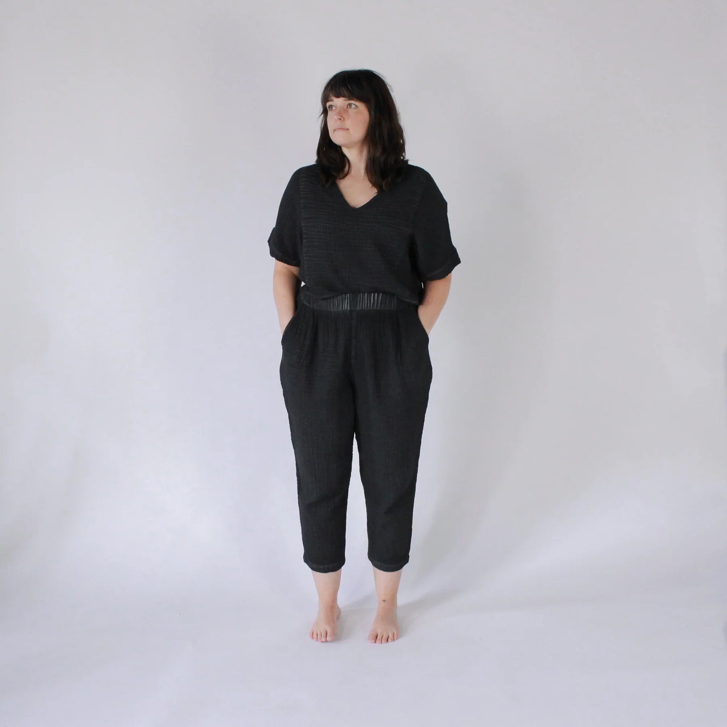 Crinkle Slouchy Pants - One-Sized - Black