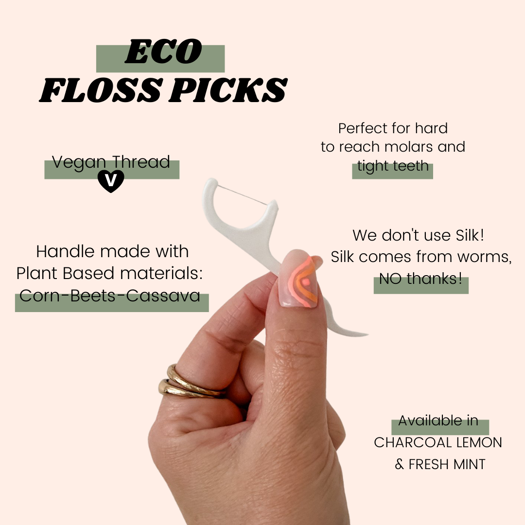 Eco Floss Picks - Charcoal + Lemon