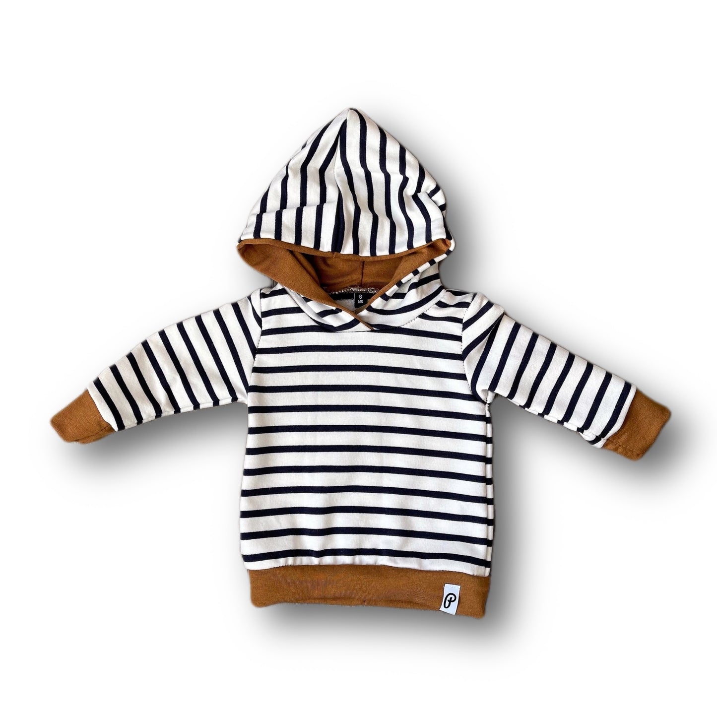 Kids Bamboo Hoodie with Baggy Pants - Navy Striped and Butterscotch