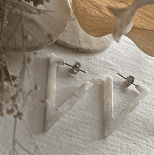 Flying V 4cm Acetate Flying V Earring In White Crystal