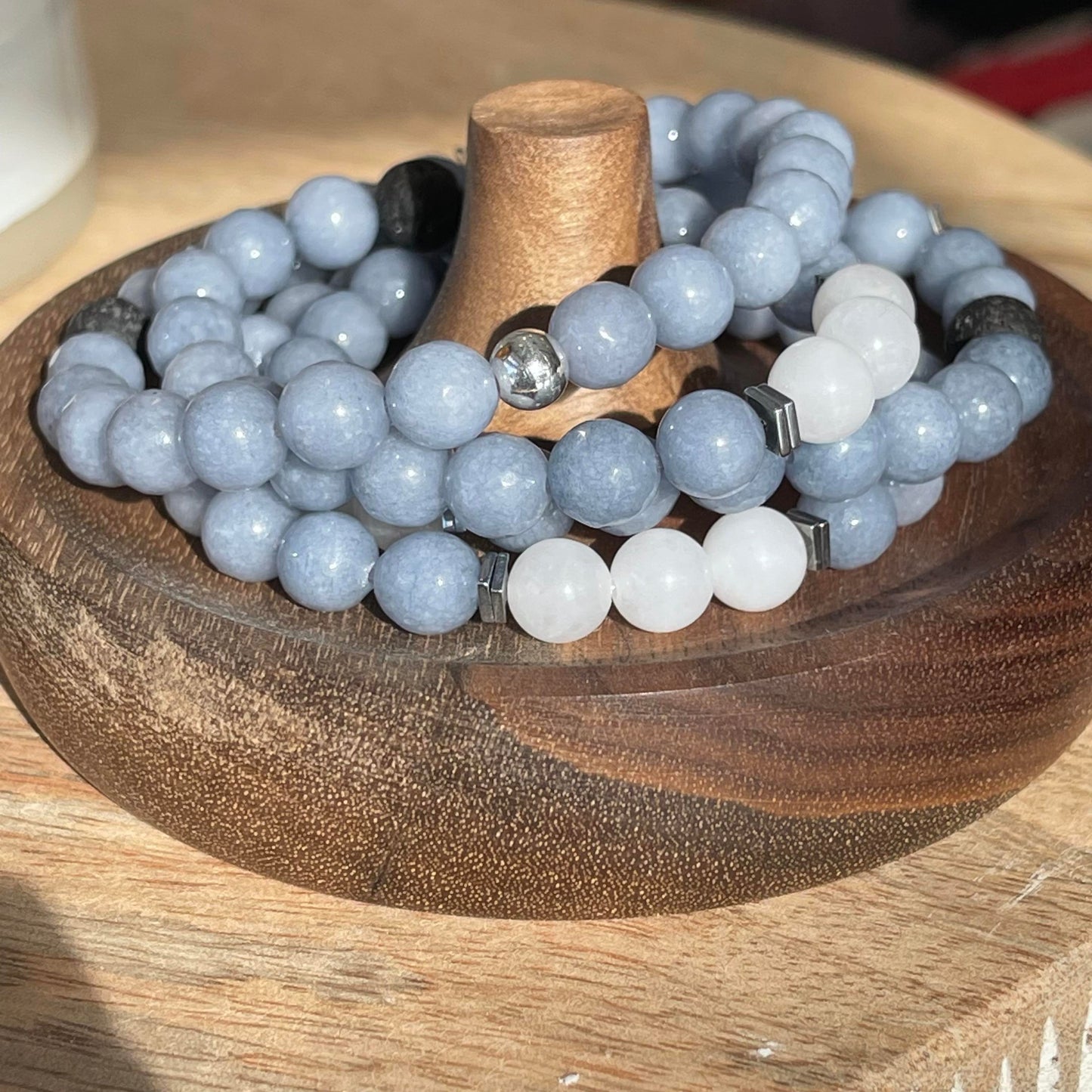 Grey Jade Bead Bracelet