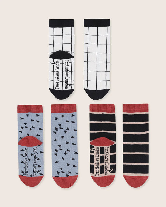 Grid Pattern Socks - 3 Pack