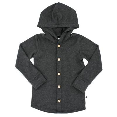 Baby/Kids Bamboo Hooded Button Up - Charcoal