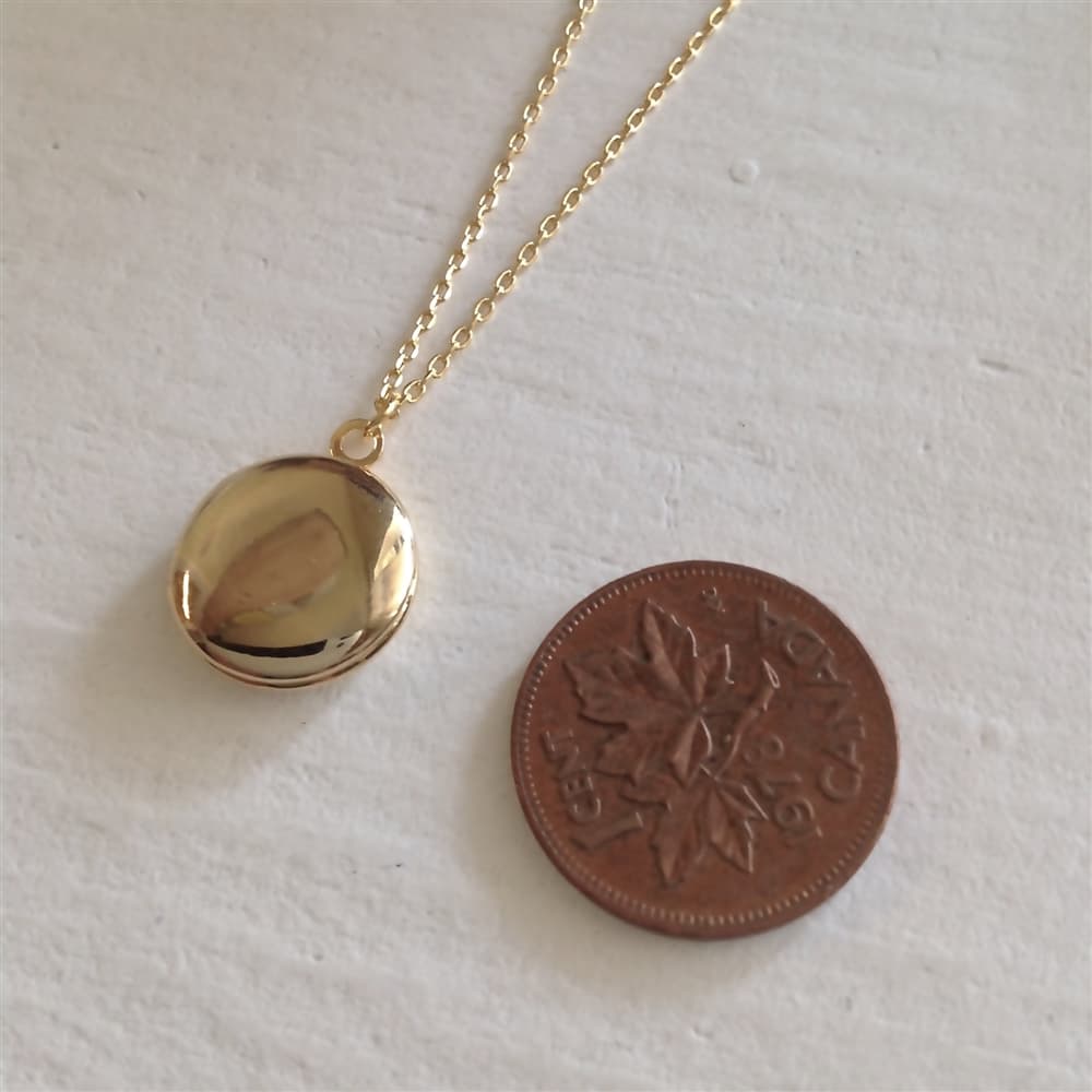 Jane Round Gold Locket Necklace in Gold