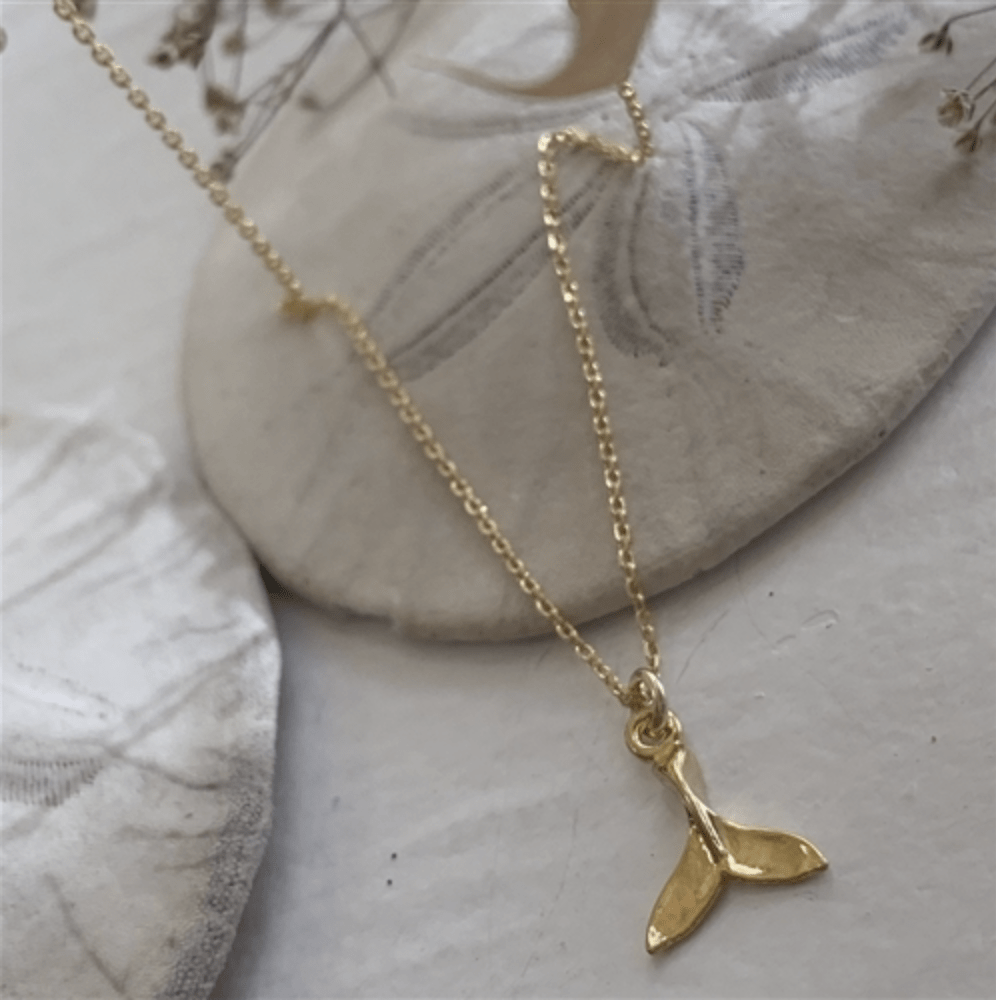 Keiko Whale Charm Pendant Necklace in Gold Vermeil