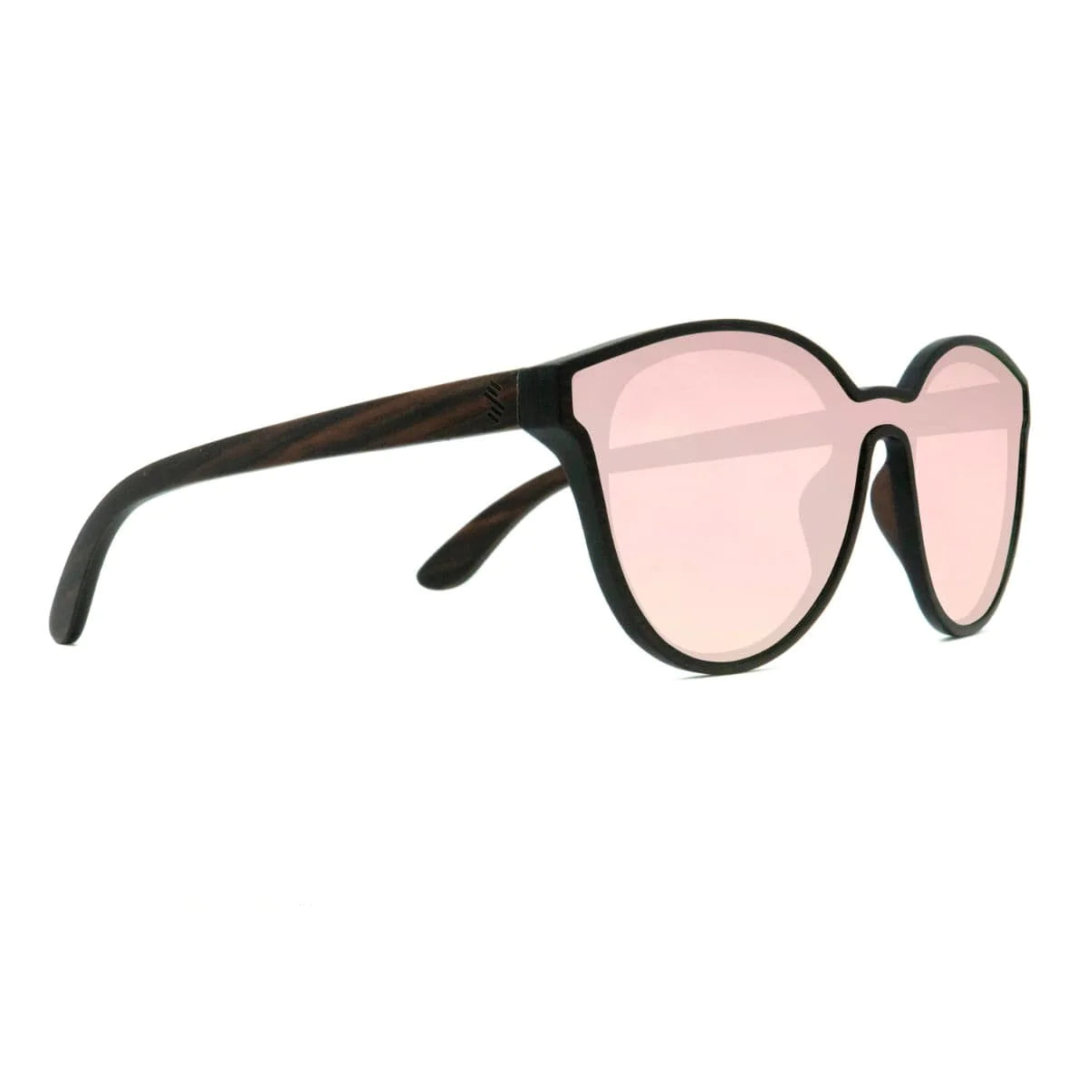 Knockout - Wood Sunglasses with Rose Mirror Lenses