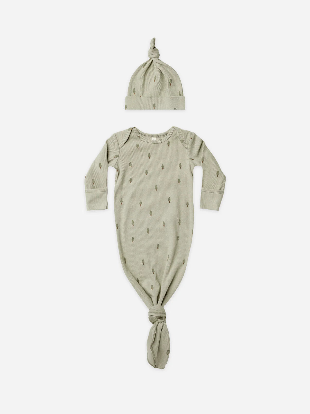 Knotted Baby Gown & Hat Set - Trees