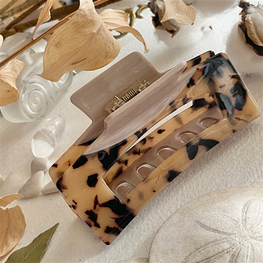 Marlow Marbled Hair Clip with Rectangular Cut Out - Leopard