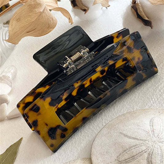 Marlow Marbled Hair Clip with Rectangular Cut Out - Tortoise Shell